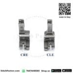 Industrial compensating presser foot for precise edge stitching