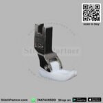 High-shank Teflon presser foot for smooth fabric feeding