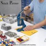 Garment button press machine with ergonomic lever handle