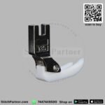White Teflon sewing foot for sticky fabric stitching