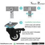 Swivel caster wheel for compatible garment factory workbench