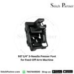 Feed-off-the-arm industrial presser foot close-up