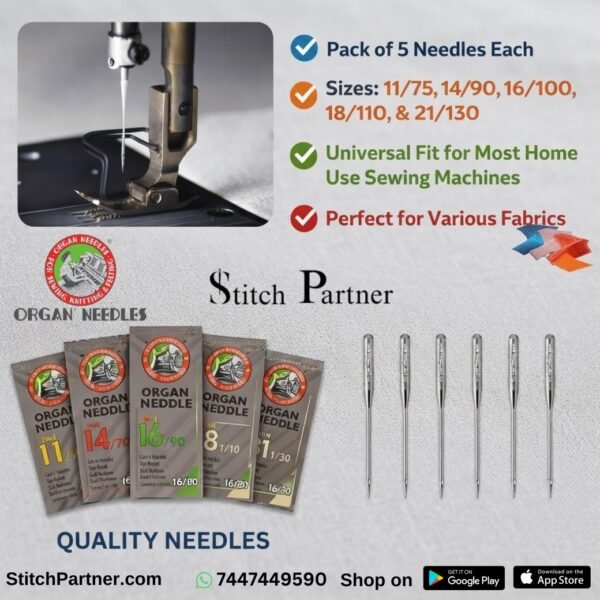 Universal HAx1 15x1 flat shank sewing machine needle pack