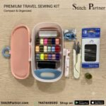 All-in-one sewing box kit with thread spools and scissors