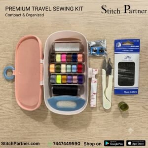 All-in-one sewing box kit with thread spools and scissors