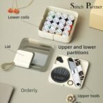 Compact hand sewing repair kit with multi-color thread collection