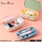 Travel sewing kit with needles, threads and measuring tape