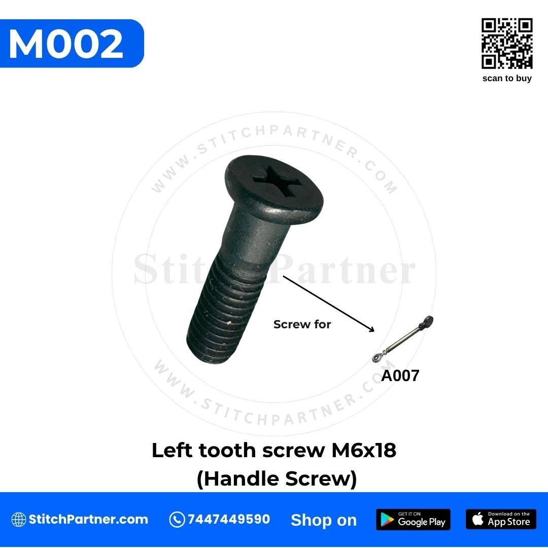 m002-m6x18-left-hand-thread-hex-screw.webp M002 M6x18 left-hand thread hex screw for GK9 portable bag closer