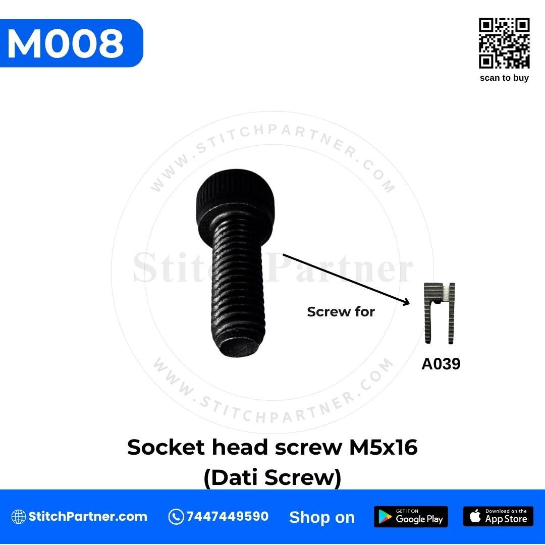 m008-m5x16-feed-dog-screw-gk9-portable-bag-closer.webp M008 M5x16 socket head cap feed dog retaining screw for GK9 portable bag closer