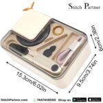 Travel sewing kit organizer with needles scissors and measuring tape