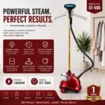 Universal Multi-Fabric Garment Steamer with detachable water tank and fabric brush