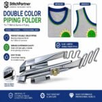 Double color piping folder attachment for industrial flatlock machine