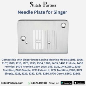 Universal stainless steel needle plate for Singer sewing machine