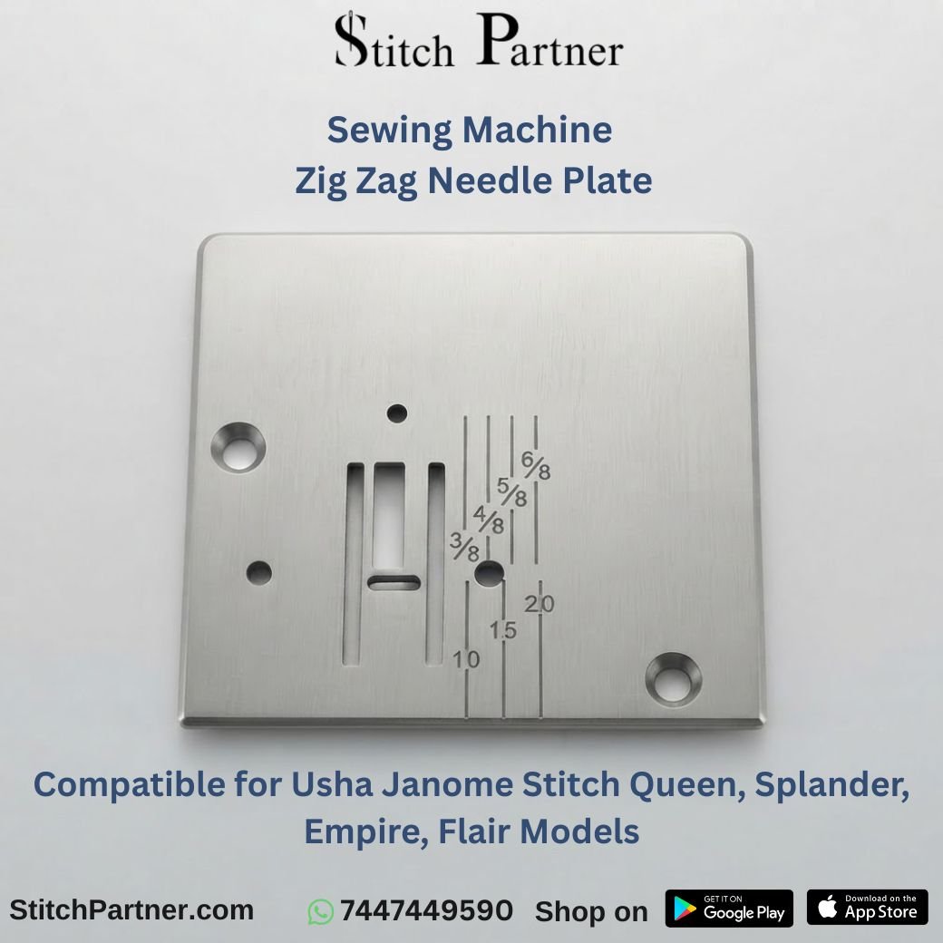 zig-zag-needle-plate-usha-janome.webp Stainless steel zig zag needle plate for Usha Janome sewing machine