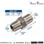 1/4 inch hex nipple with male threads on both ends