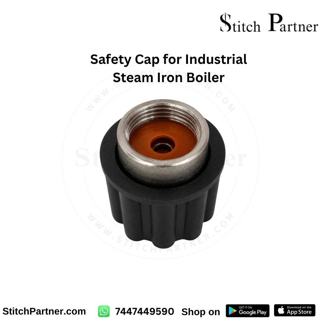 safety-cap-industrial-steam-iron-boiler-front.jpg Boiler safety cap assembly for garment pressing equipment