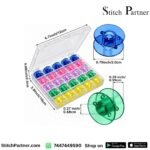 Plastic bobbin organizer holding sewing machine bobbins