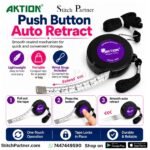 AKTION roller measuring tape with push-button retraction mechanism