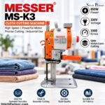 Side view of MESSER straight knife cloth cutting machine