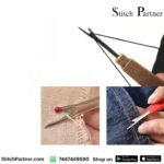 Close-up view of seam ripper blade and safety ball tip