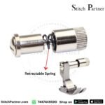 Spring-loaded quick-change presser foot adapter for industrial sewing machine