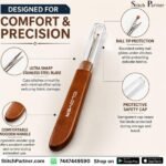 Tailoring seam ripper with protective cap and ergonomic handle