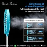 Three-speed cooling fan for industrial sewing machine workstation